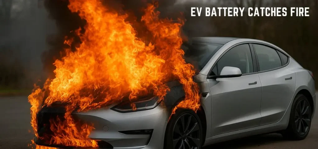 this is the image of EV Battery Catches Fire
