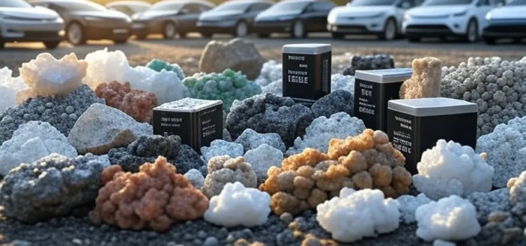 this is the image of Materials used to create EV batteries and their impact on the environment