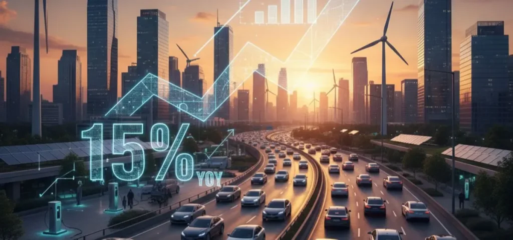 this is the image of Global Electric Car Sales Grew 15% YoY in August 2025