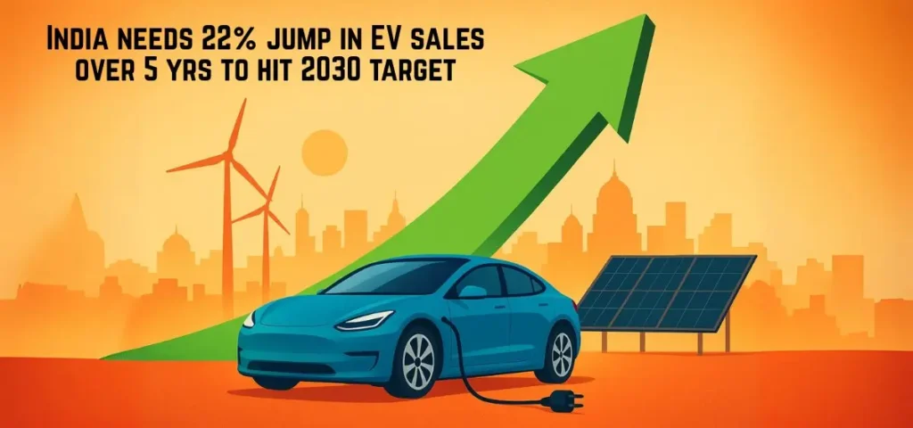 this is the image of India needs 22% jump in EV sales over 5 yrs to hit 2030 target