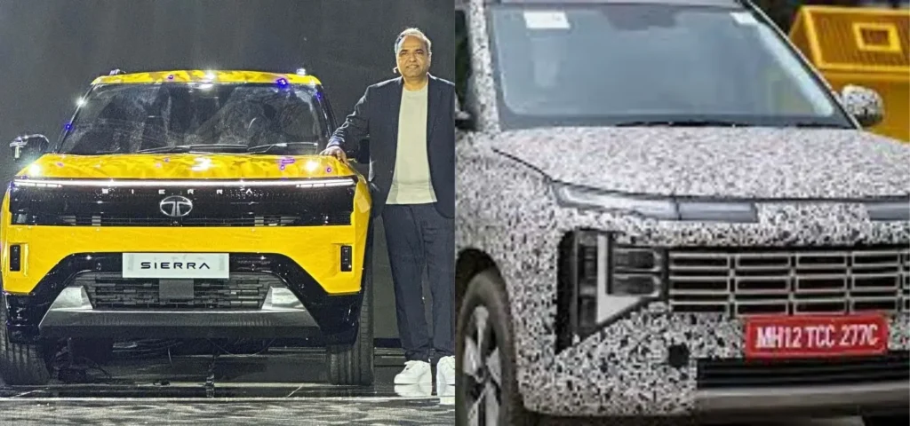 this is the image of Tata Sierra EV and New Hyundai Venue