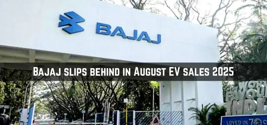 this is the image of Bajaj slips behind in August EV sales 2025