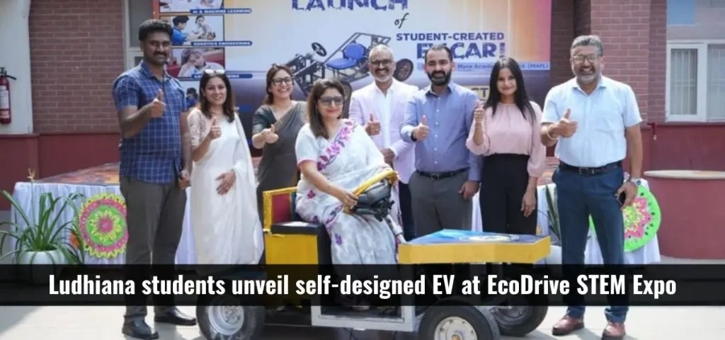 this is the image of Ludhiana students unveil self-designed EV at EcoDrive STEM Expo