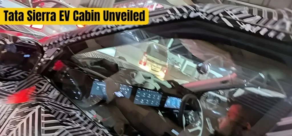 this is the iamge of Tata Sierra EV Cabin Unveiled: Futuristic Design & Triple Screens!