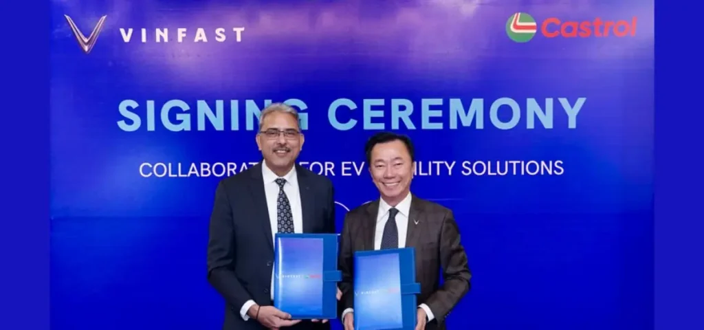 this is the image of VinFast Partners With Castrol India to Expand EV Service Network