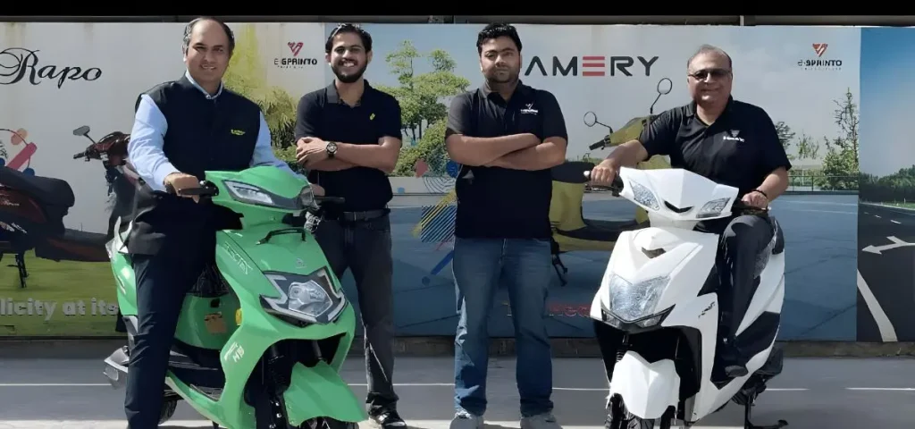 this is the image of Indofast Energy Partners with e-Sprinto to deploy 20k EV 2-Wheelers by 2026