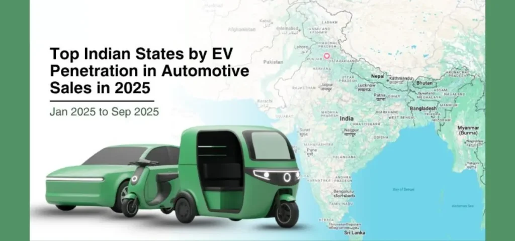 this is the image of Top Indian states by EV penetration in automotive sales in 2025