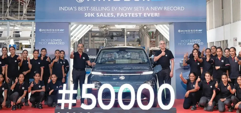 this is the image of MG Windsor EV Achieves 50k-Unit Sales Milestone in just over a Year