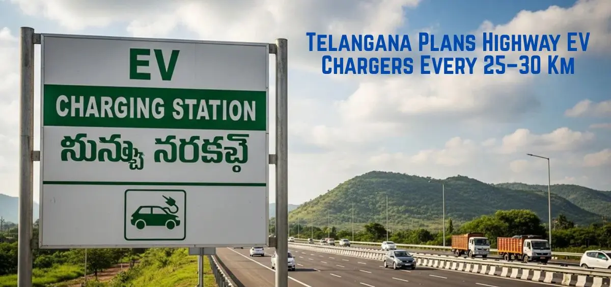 this is the image of Telangana Plans Highway EV Chargers Every 25–30 Km