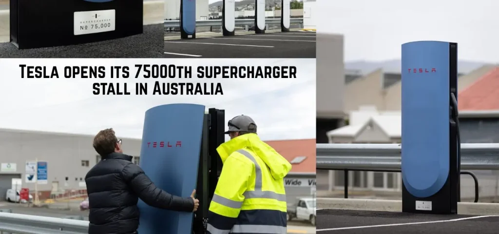 this is the image of Tesla opens its 75000th supercharger stall in Australia