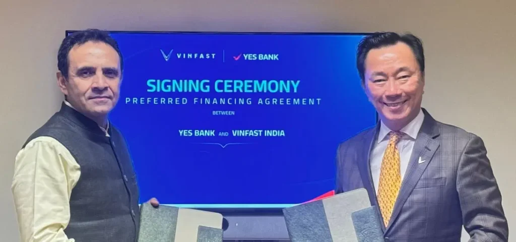 this is the image of VinFast India partners with Yes Bank