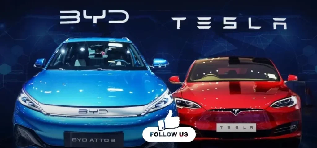 this is the image of BYD is on track to surpass Tesla in global EV sales