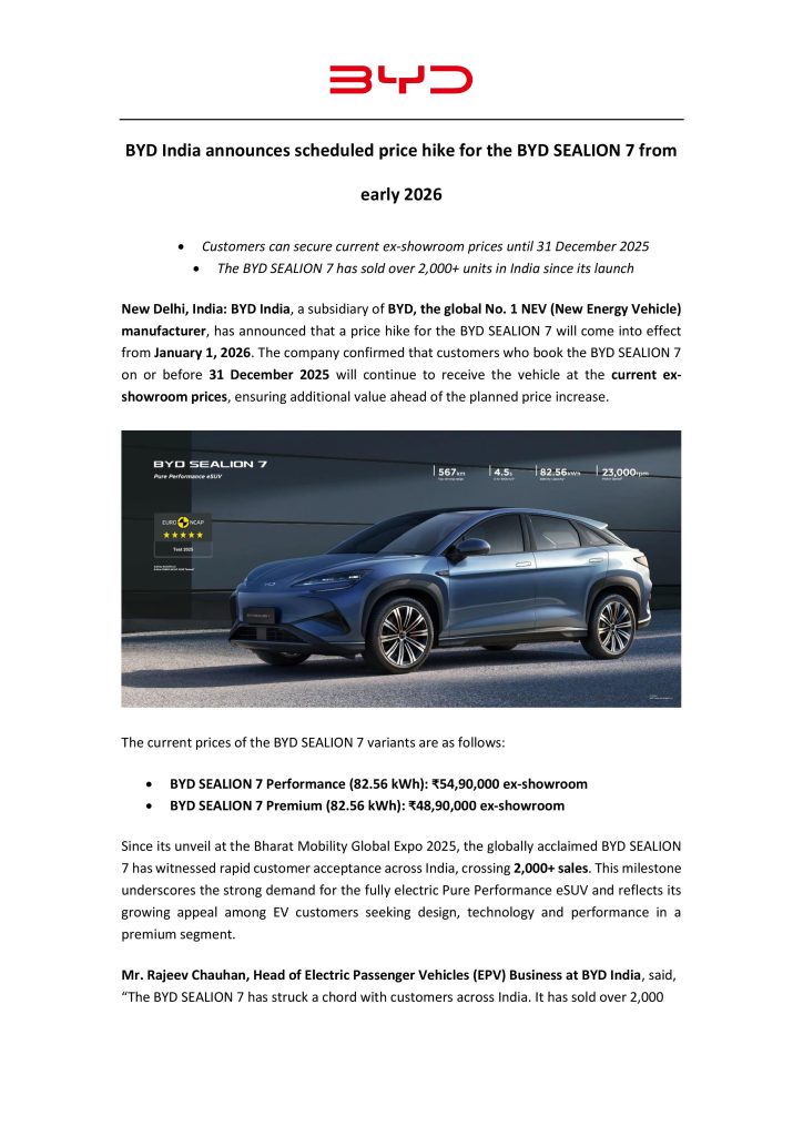 this is the image of Last Chance! BYD SEALION 7 Price Hike in January 2026