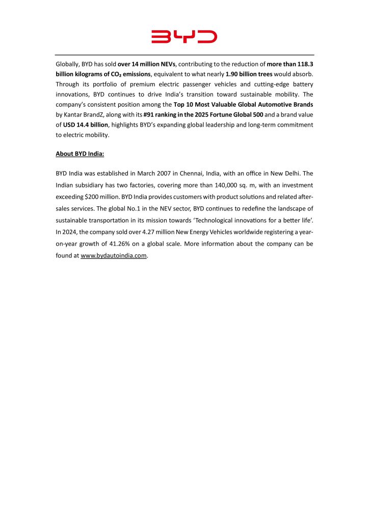 this is the image of byd india press release 2025