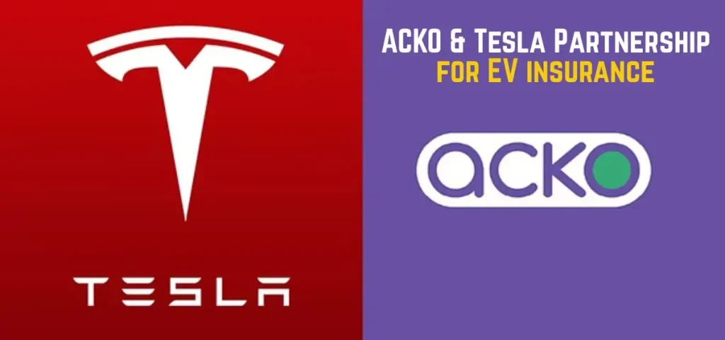 this is the image of ACKO Partners with Tesla for EV insurance solutions