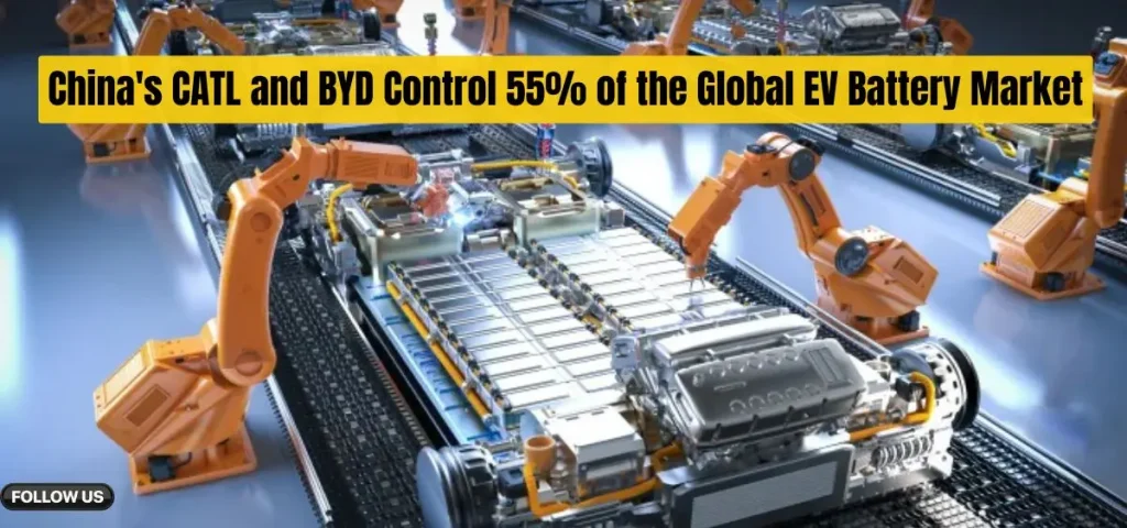 this is the image of China's CATL and BYD Control 55% of the Global EV Battery Market