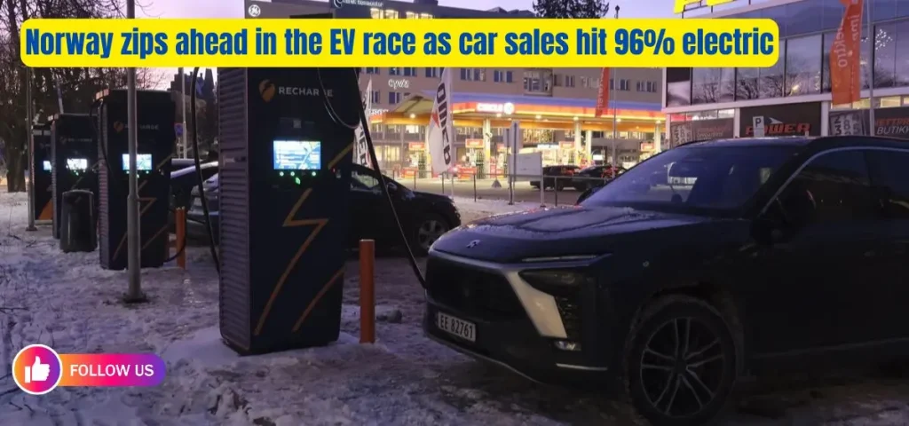 this is the image of Norway zips ahead in the EV race