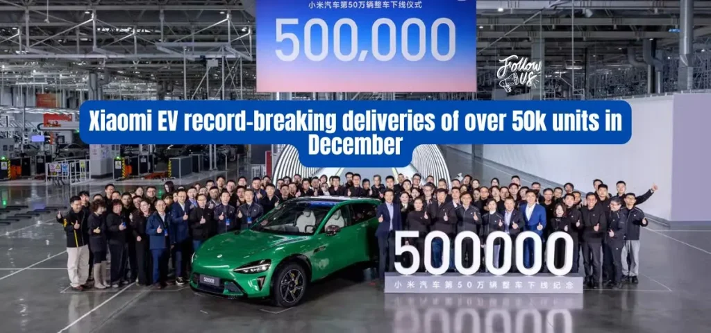 this is the image of Xiaomi EV record-breaking deliveries of over 50k units in December