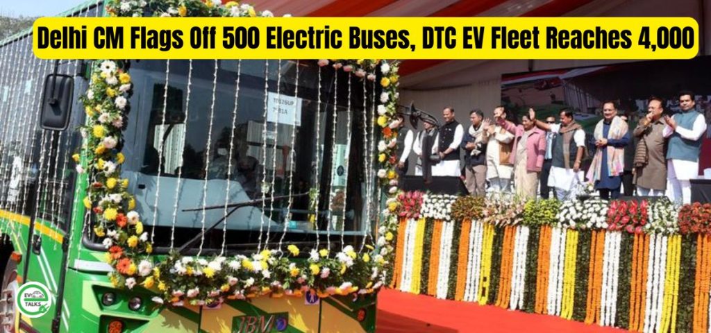 this is the image of Delhi CM Flags Off 500 Electric Buses