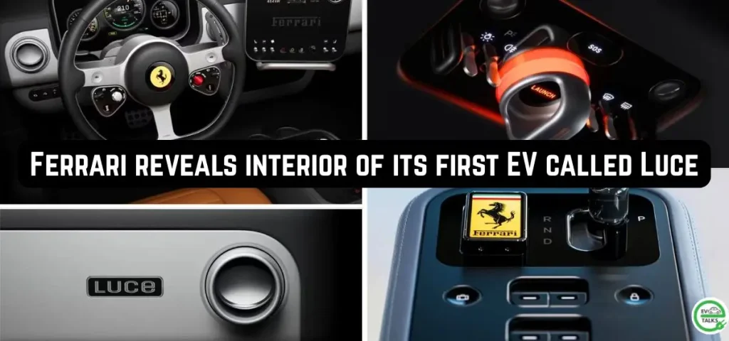 this is the image of Ferrari reveals interior of its first EV called Luce