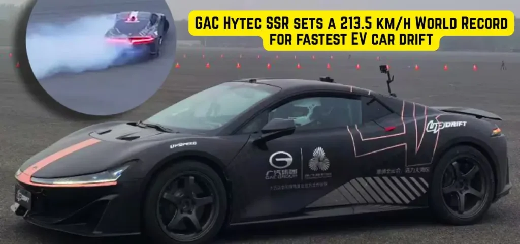 this is the image of GAC Hytec SSR sets a 213.5 km/h World Record for fastest EV car drift