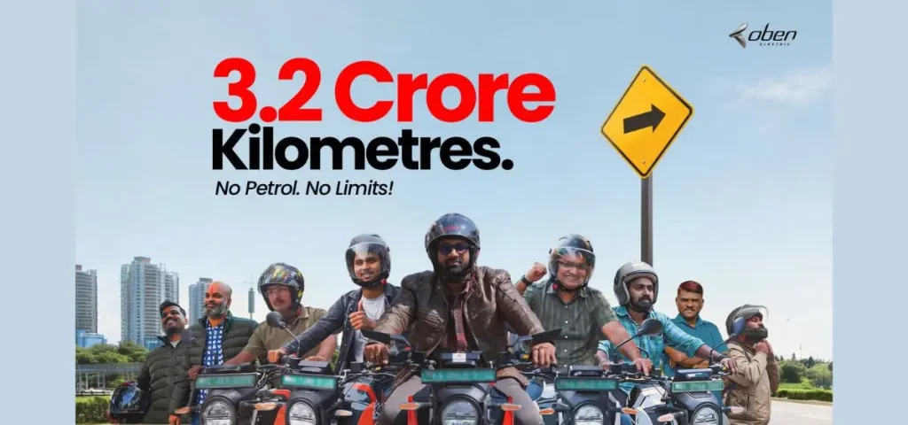 this is the image of Oben Electric Customers Cross 3.2 Crore Km