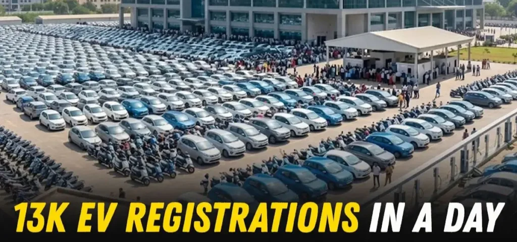this is the image of 13000 EVs were Registered in Bengaluru
