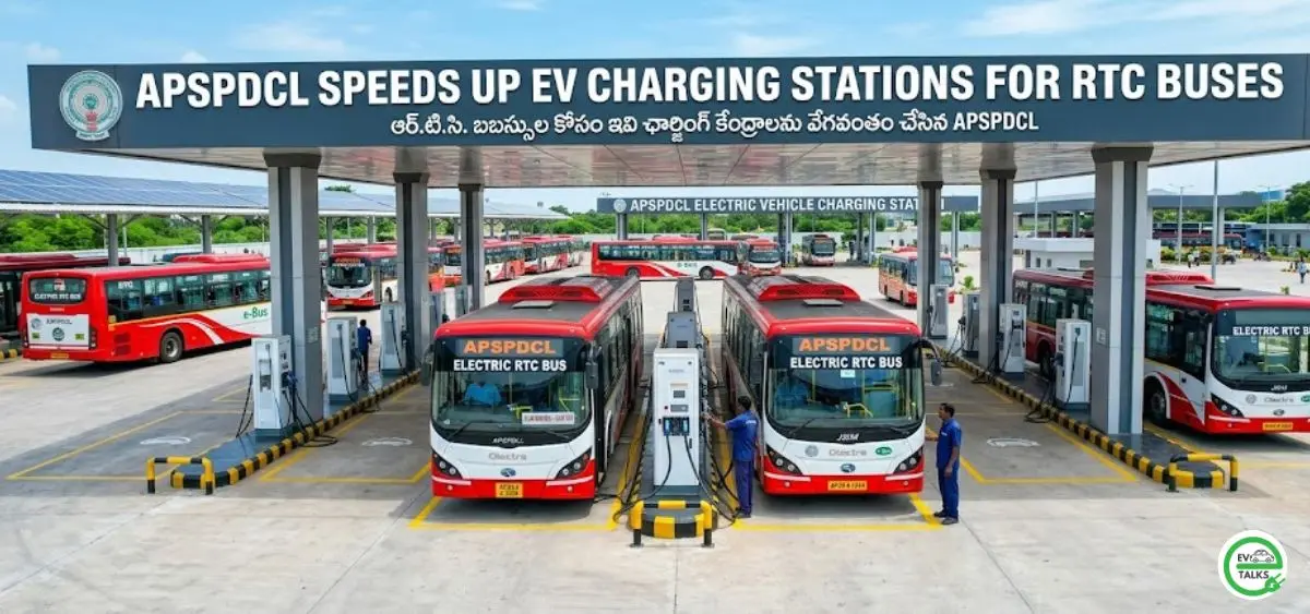 this is the image of APSPDCL speeds up EV charging stations for RTC buses