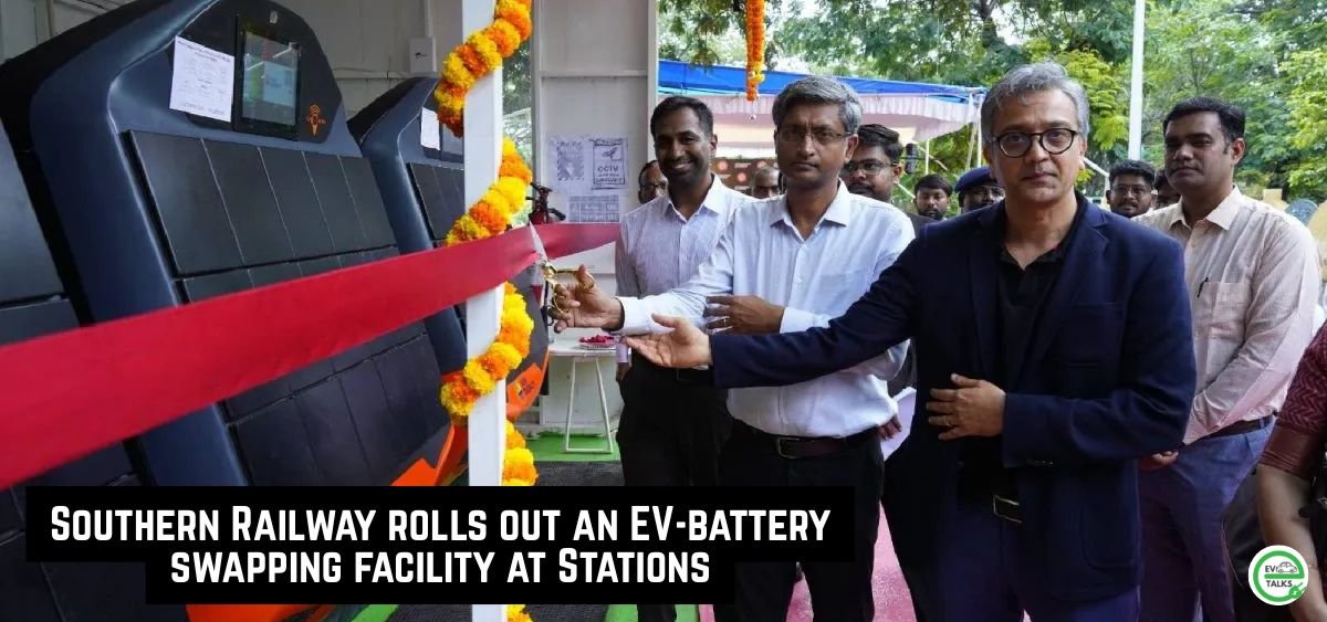 this is the image of Southern Railway rolls out an EV-battery swapping facility at Stations