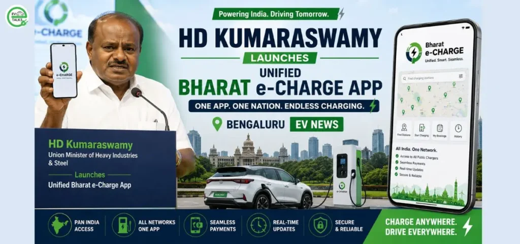 this is the image of HD Kumaraswamy Launches Unified Bharat e-Charge App