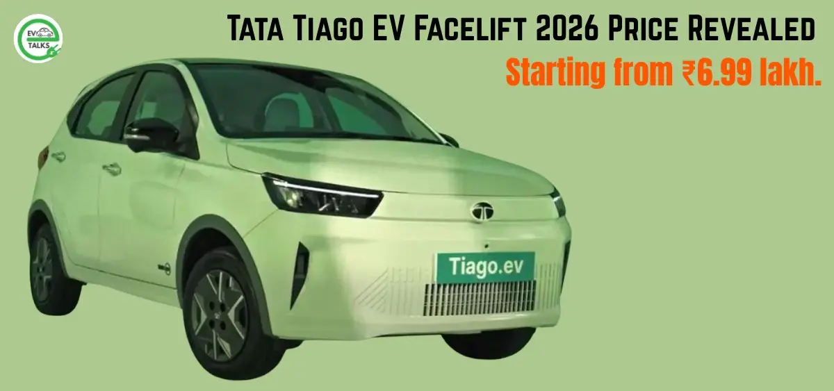 this is the image of Tata Tiago EV Facelift 2026 Price Revealed: Starting from ₹6.99 lakh.