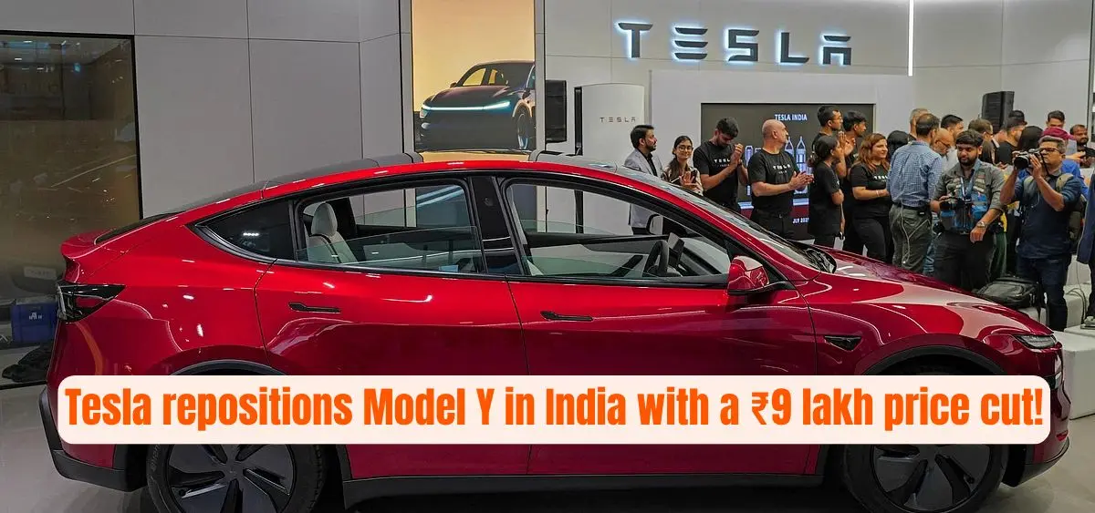 this is the image of Tesla repositions Model Y in India with a ₹9 lakh price cut!