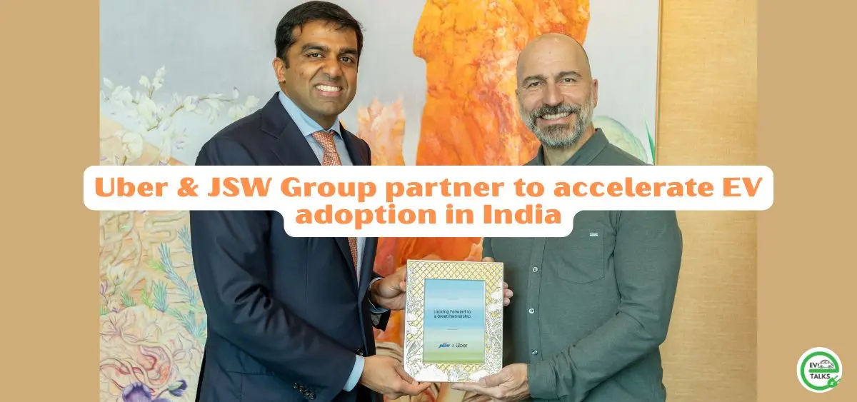 this is the image of Uber & JSW Group partner to accelerate EV adoption in India