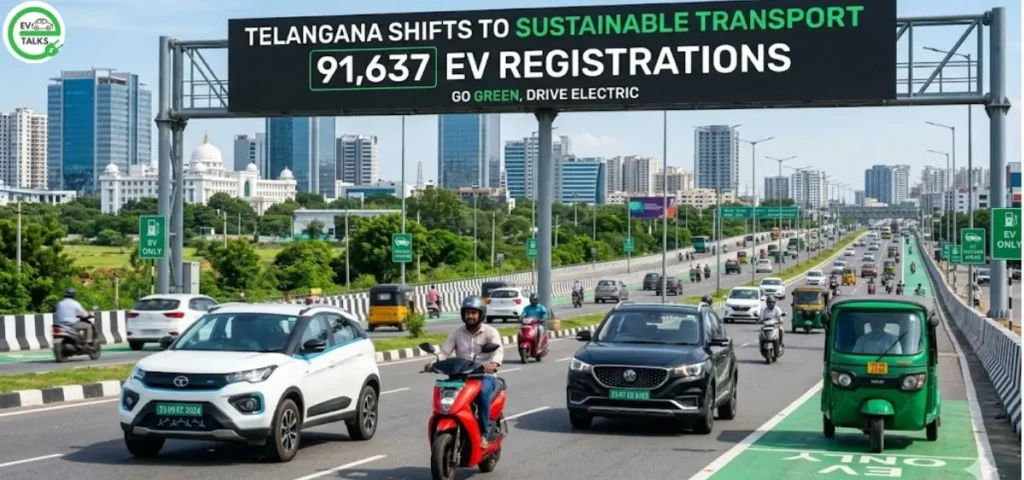 this is the image of Telangana Shifts to Sustainable Transport with 91,637 EV Registrations
