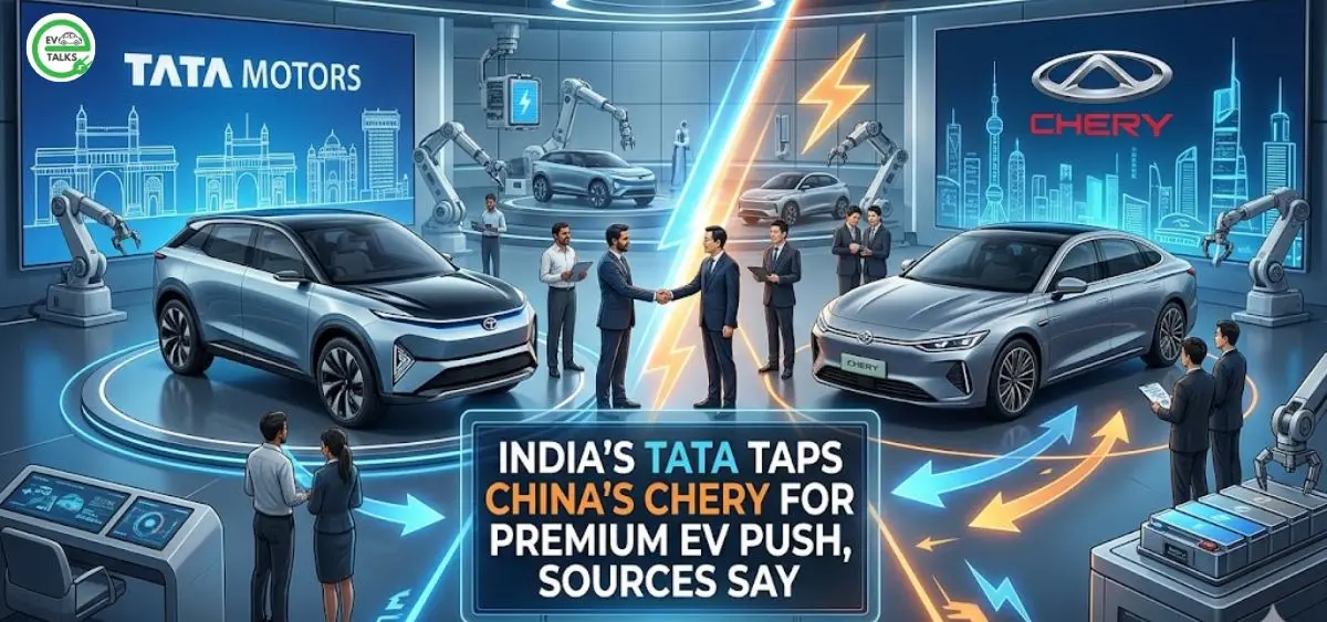 this is the image of India's Tata taps China's Chery for premium EV push