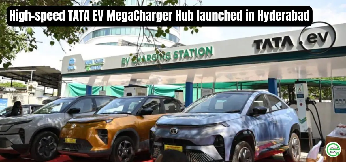 this is the image of High-speed TATA EV MegaCharger Hub launched in Hyderabad