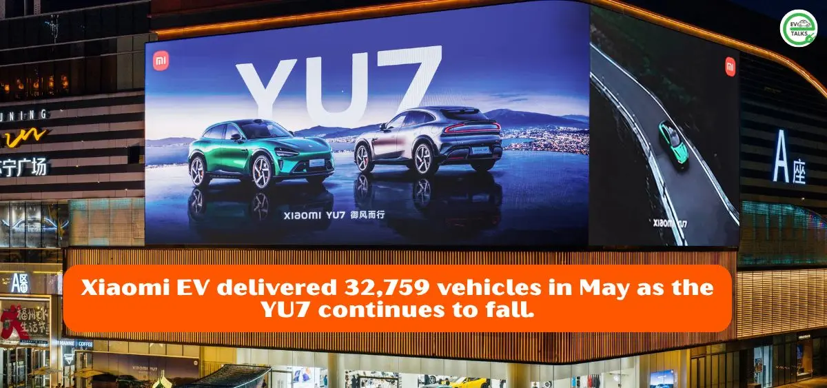 this is the image of Xiaomi EV delivered 32,759 vehicles in May 2026