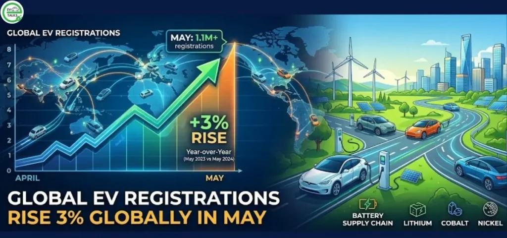 this is the image of Global EV registrations rise 3% globally in May