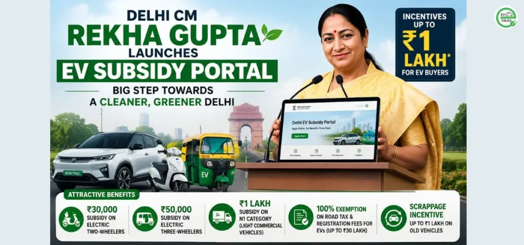 this is the image of Rekha Gupta Unveils the EV Subsidy Portal
