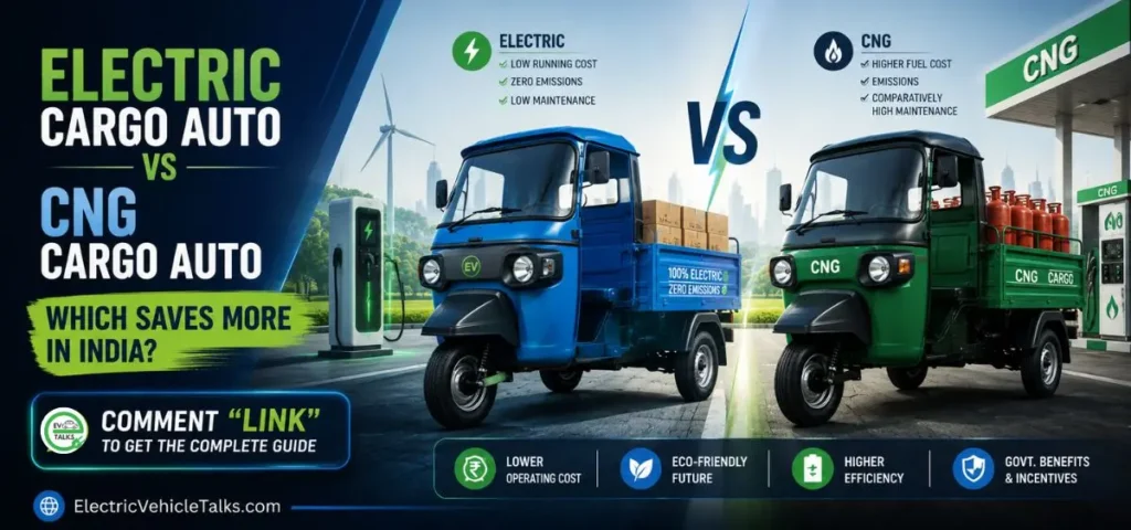 this is the image of Electric cargo auto vs. CNG cargo auto