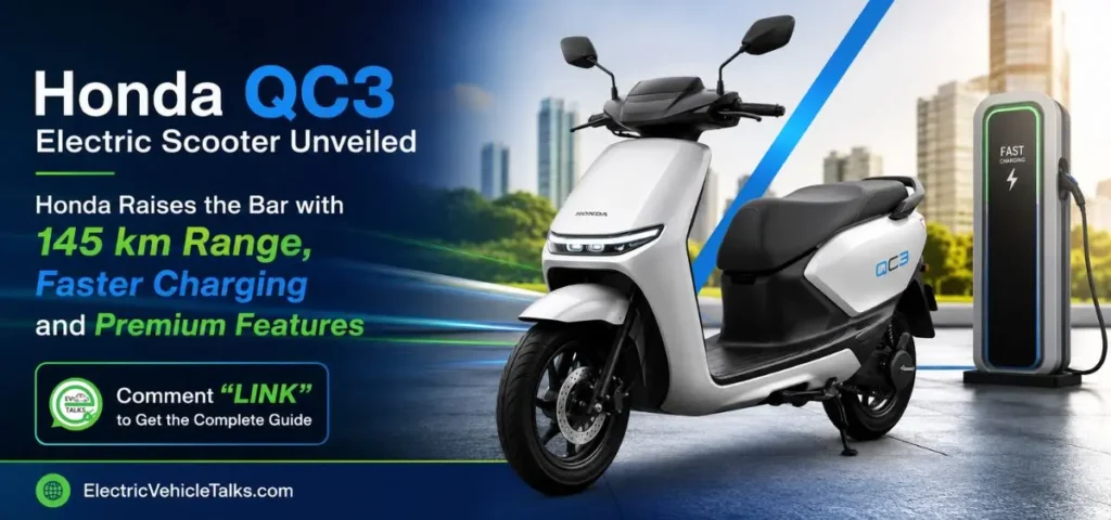 this is the image of Honda QC3 EV Scooter Unveiled with 145 km Range & TFT Display