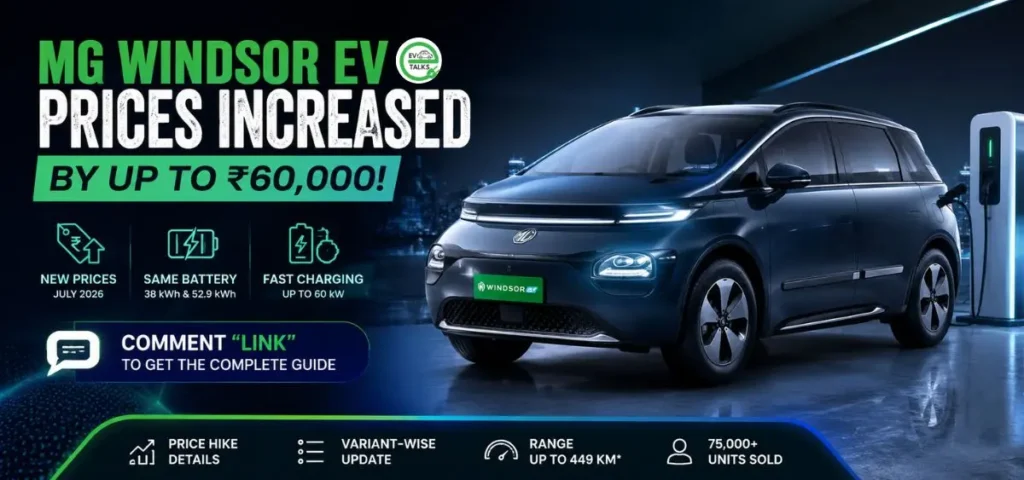 this is the image of MG Windsor EV Prices Increased By Up To Rs 60,000