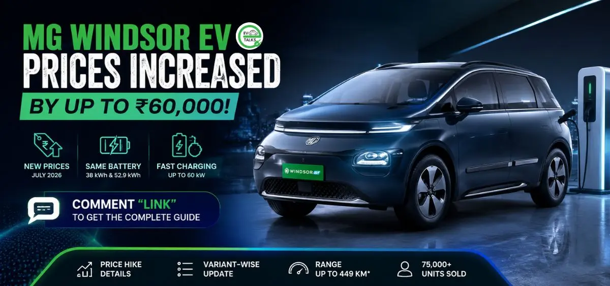 this is the image of MG Windsor EV Prices Increased By Up To Rs 60,000