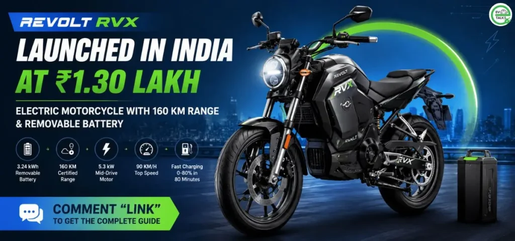 this is the image of Revolt RVX Launched in India at ₹1.30 Lakh with 160 km Range