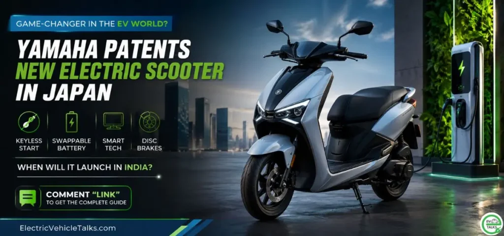 this is the image of Yamaha patents a new electric scooter in Japan with keyless ignition