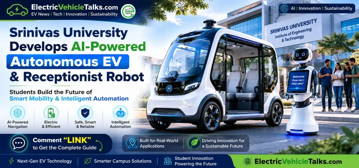 this is the image of Srinivas University Develops AI-Powered Autonomous EV & Receptionist Robot