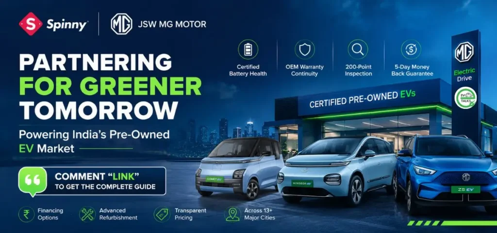 this is the image of Spinny and JSW MG Motor partner