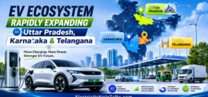 this is the image of EV ecosystem rapidly expanding in UP, Karnataka & Telangana