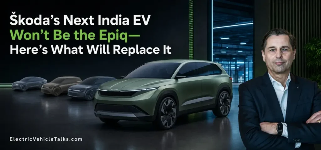 this is the image of Skoda EV India: Epiq Dropped, Bigger New Model In Works!