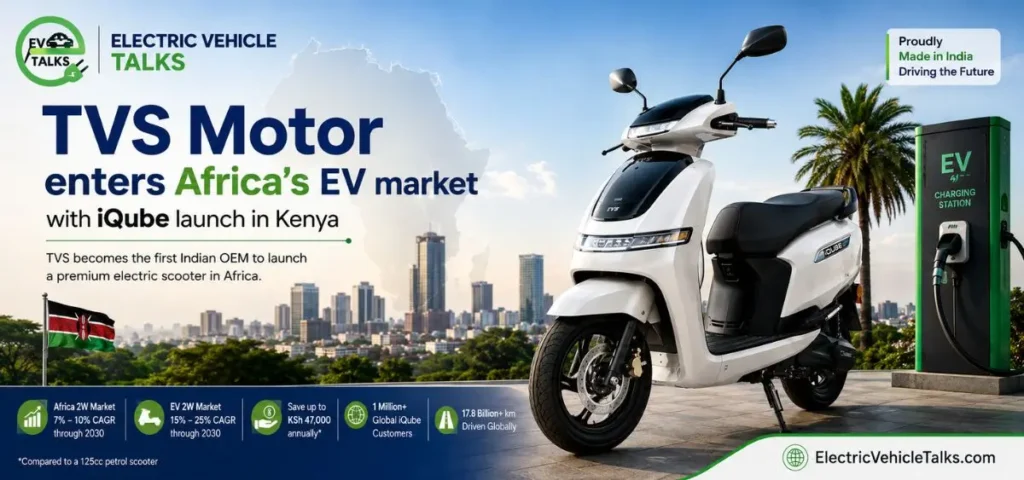 this is the image of TVS Motor enters Africa's EV market with iQube launch in Kenya